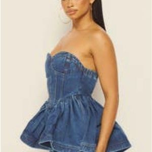 COPY - DENIM Peplum crop top
